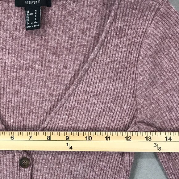 Forever 21 Juniors/Women's Sweater Dress Size Medium Pink Ribbed Bodycon V-Neck - Picture 7 of 9